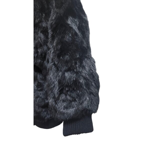Niki Real Rabbit Fur Bomber Jacket Women’s Size L Black Genuine Fur Short Coat L - Picture 6 of 15